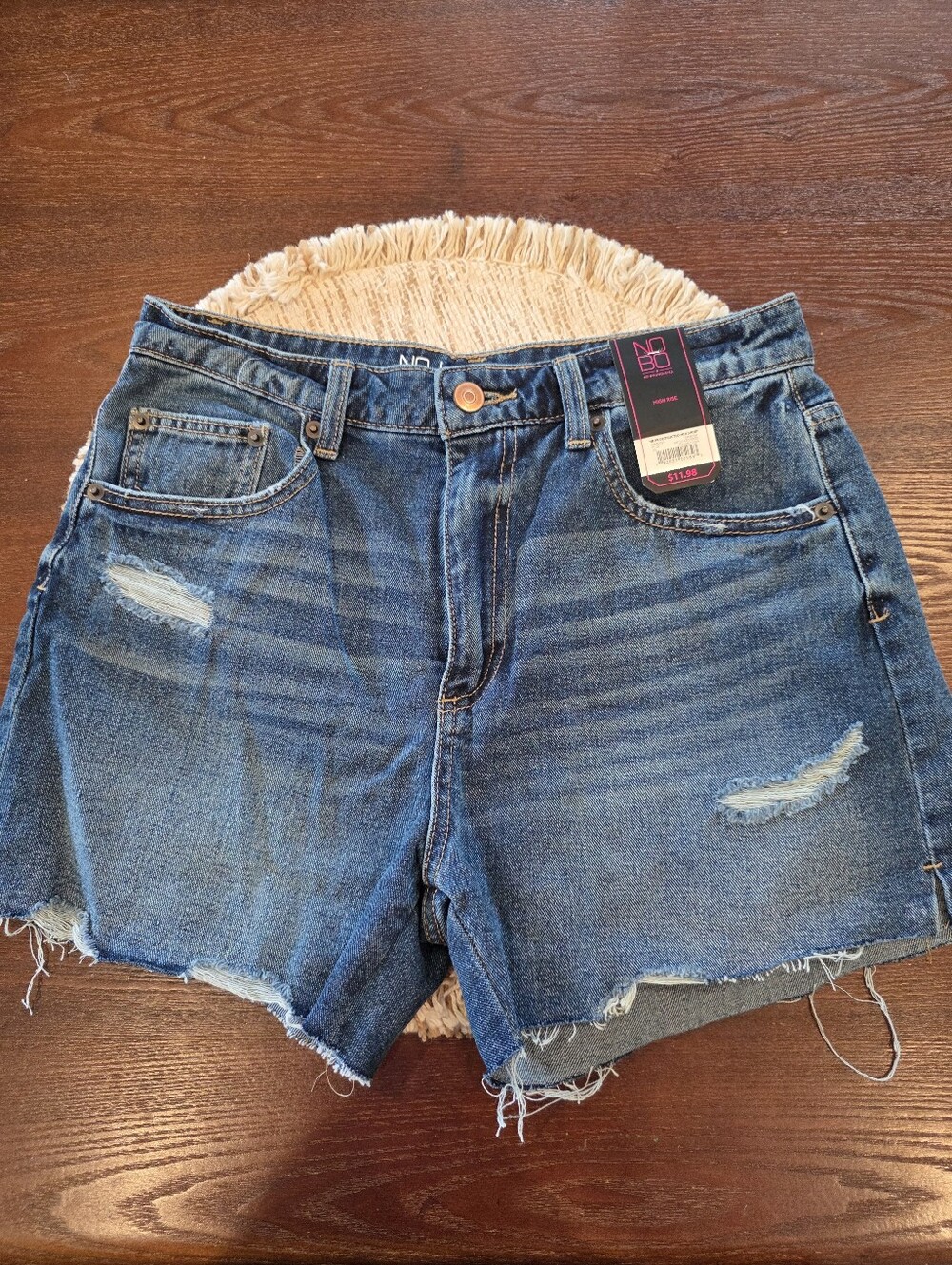 NoBo No Boundaries Junior Size 7 Destructed Denim Midi Jean Short